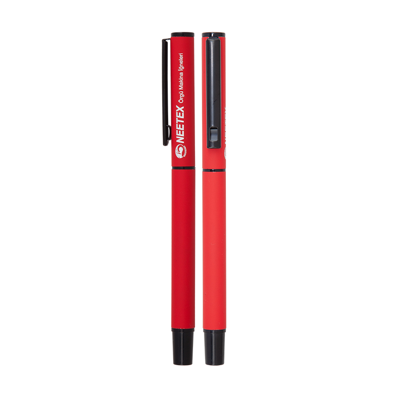 Ucuz Toptan Promosyon 1023-R Kırmızı Metal Roller Kalem Rubber Gövde Modeli - 2