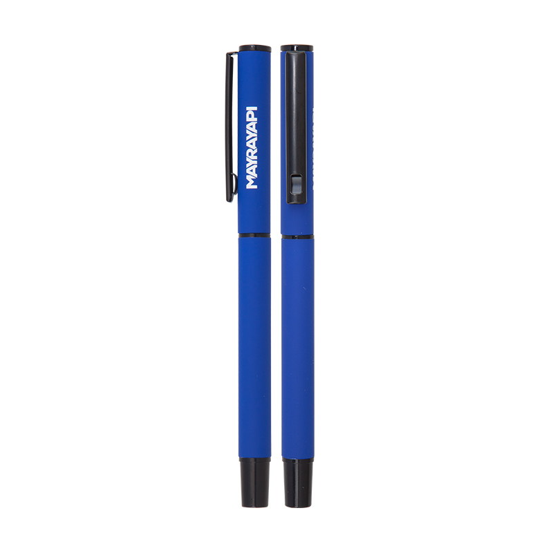 Ucuz Toptan Promosyon 1023-R Lacivert Metal Roller Kalem Rubber Gövde Modeli - 2