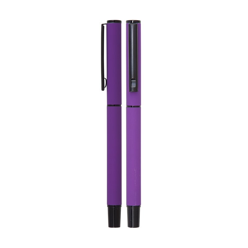 Ucuz Toptan Promosyon 1023-R Mor Metal Roller Kalem Rubber Gövde Modeli - 2