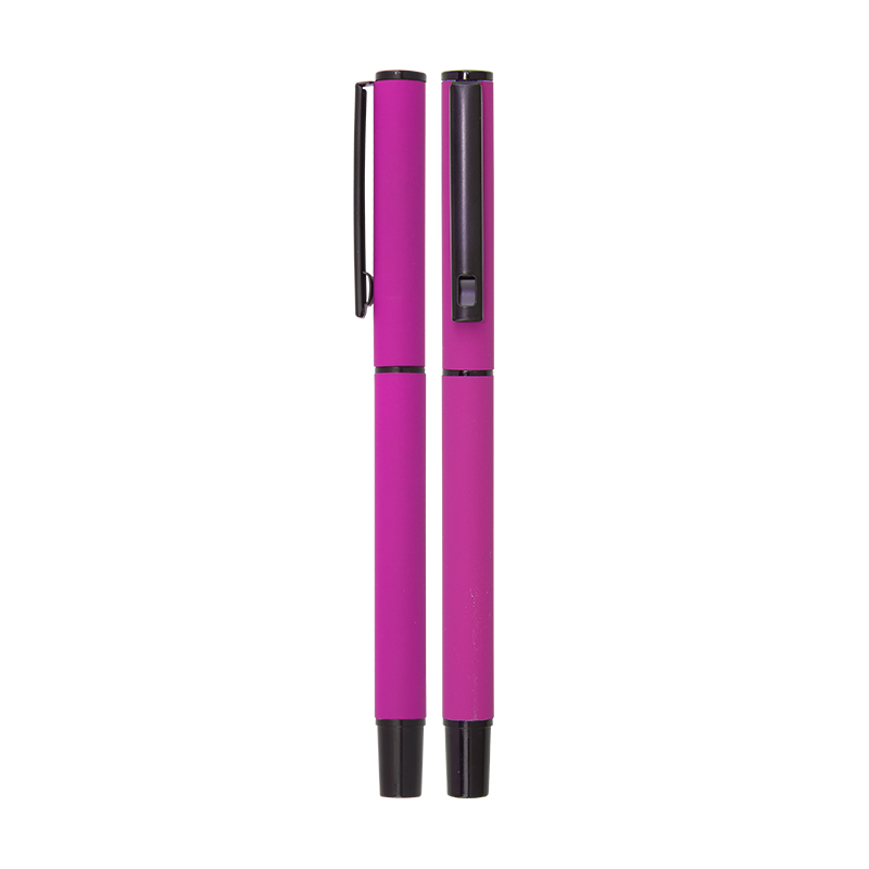 Ucuz Toptan Promosyon 1023-R Pembe Metal Roller Kalem Rubber Gövde Modeli - 2
