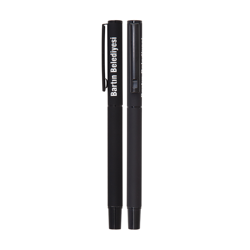 Ucuz Toptan Promosyon 1023-R Siyah Metal Roller Kalem Rubber Gövde Modeli - 2