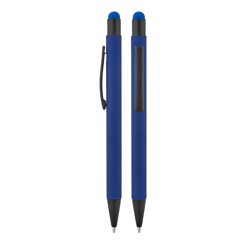 Ucuz Toptan Promosyon 1027 Lacivert Metal Tükenmez Touchpen Rubber Gövde Kalem Modeli - 2