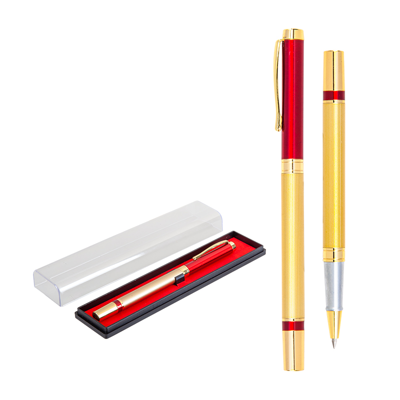 Ucuz Toptan Promosyon 1101-KR Kırmızı Metal Roller Kalem Seti Modeli - 2