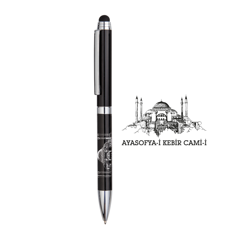 Ucuz Toptan Promosyon 1107-T Ayasofya Kabartma Figürlü Metal Tükenmez Kalem Modeli - 2