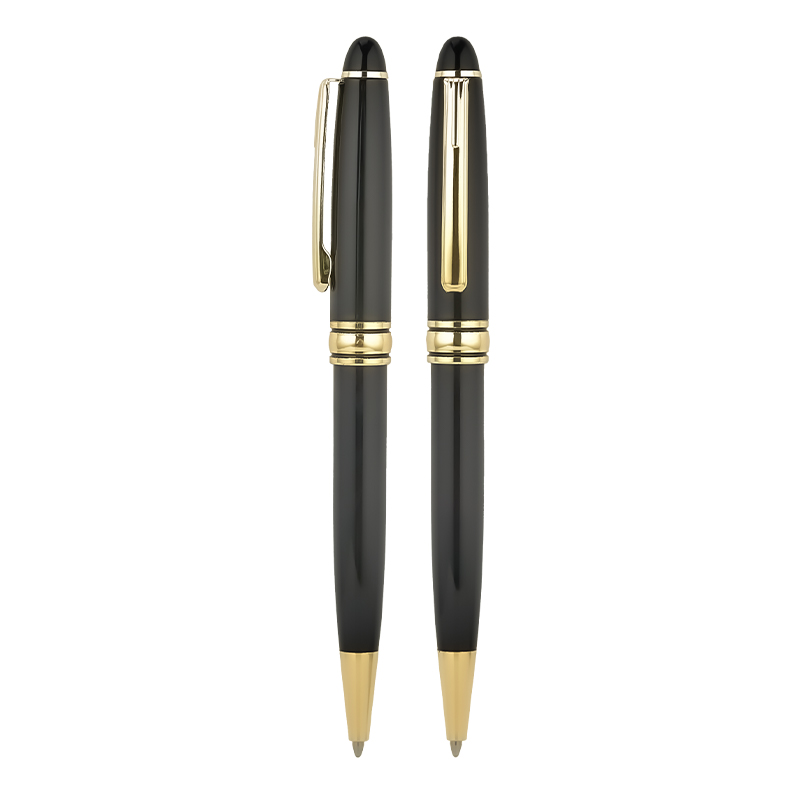 Ucuz Toptan Promosyon 1218-T Siyah-Gold Metal Tükenmez Kalem Modeli - 2
