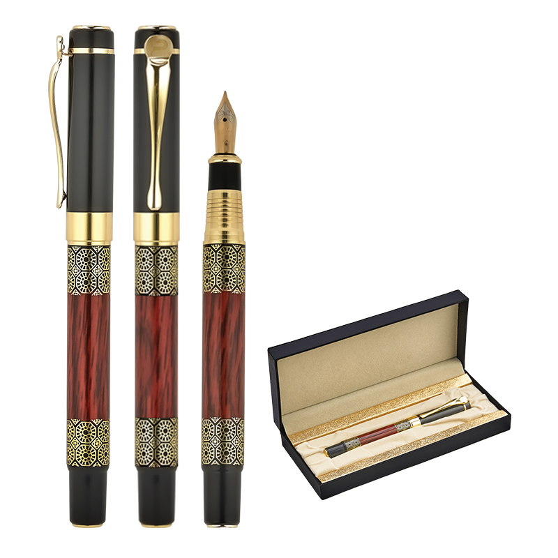 Toptan Promosyon 1217-KD Siyah-Gold Metal Dolma Kalem Seti Modelleri