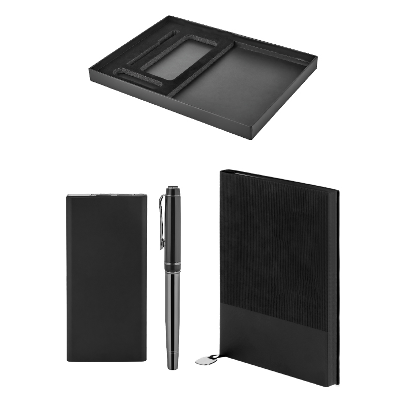 5075 Siyah Kalem & Defter & Powerbank Set - Kutulu Hediyelik Setler Promosyon Ürünü