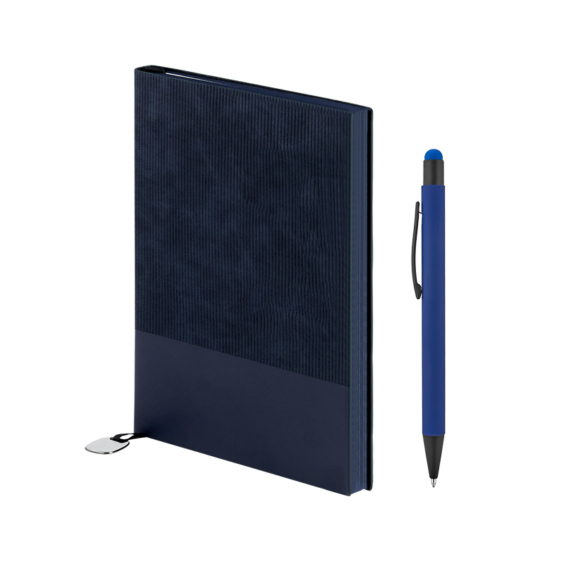 Ucuz Toptan Promosyon 2423-K Mavi Defter & Kalem Set Modeli - 2