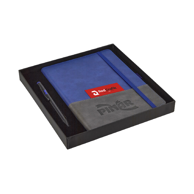 Ucuz Toptan Promosyon 2427-K Mavi Defter & Kalem Set Modeli - 2