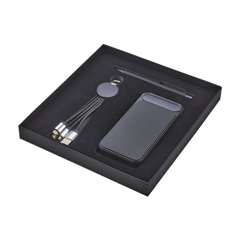 Toptan Promosyon 5065 Siyah Kalem & Powerbank & Anahtarlık Set Modelleri