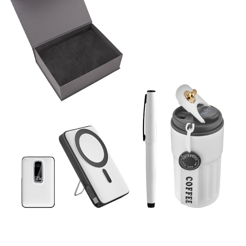 Ucuz Toptan Promosyon 5081 Beyaz Kalem & Powerbank & Termos Set Modeli - 2