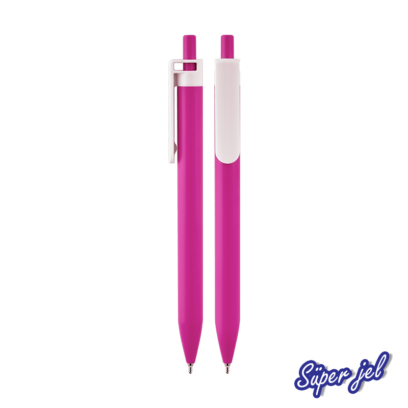 Ucuz Toptan Promosyon 509-BK Pembe Plastik Süper Jel Refil Kalem Modeli - 2