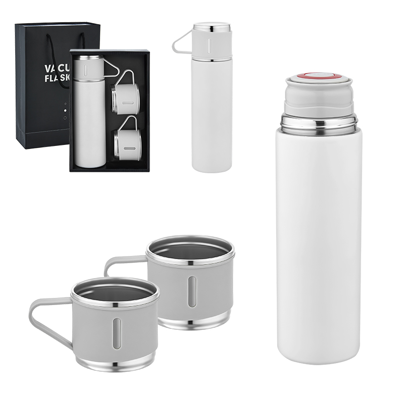 Ucuz Toptan Promosyon 5337 Beyaz Çelik 3’lü Termos Set / 500 ml Modeli - 2