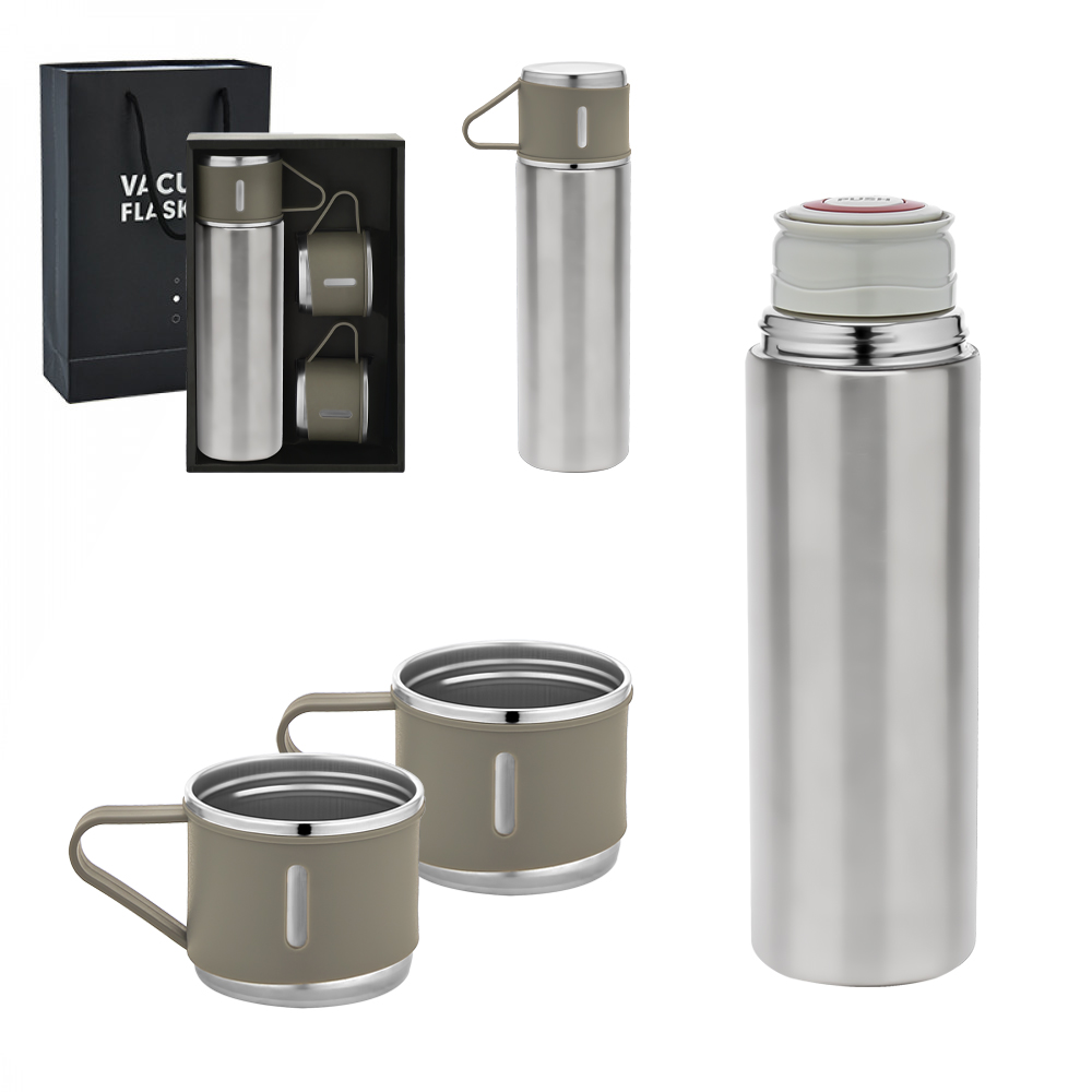 Ucuz Toptan Promosyon 5337 Krom Çelik 3’lü Termos Set / 500 ml Modeli - 2