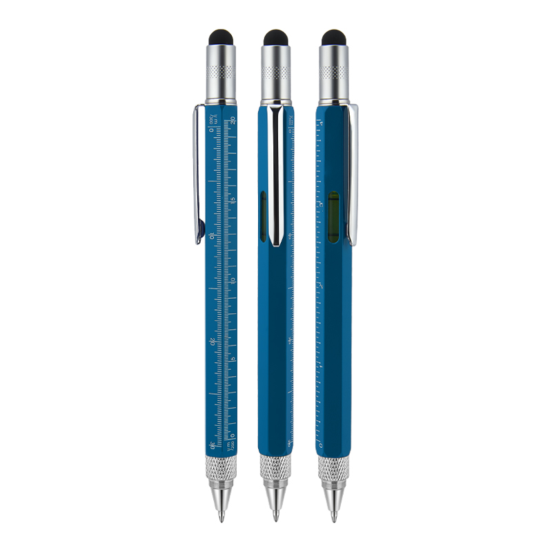 Ucuz Toptan Promosyon 652 mavi Metal Su Terazili – Tornavidalı Touchpen Kalem Modeli - 2