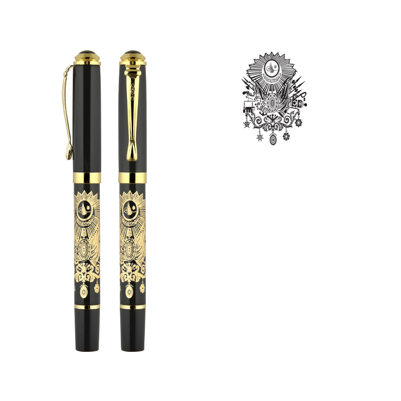 Ucuz Toptan Promosyon 685-R Tuğra Kabartma Figürlü Metal Roller Kalem Modeli - 2