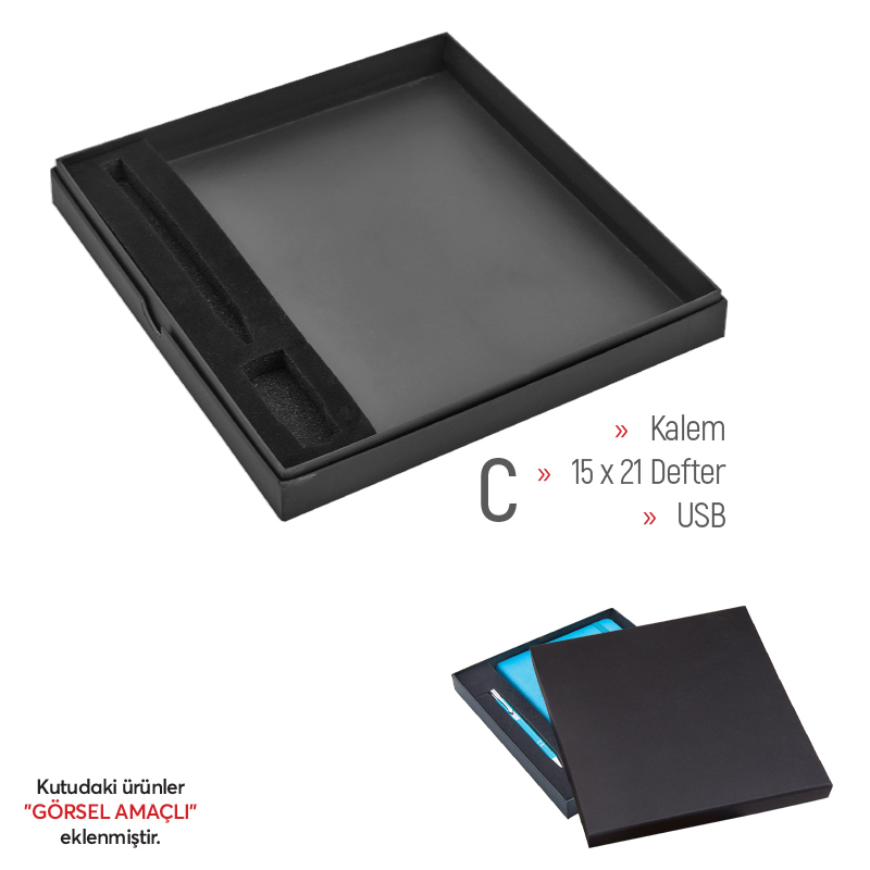 Ucuz Toptan Promosyon KT-941 Siyah-F (flaşlı) Hediye Set Kutusu Modeli - 2