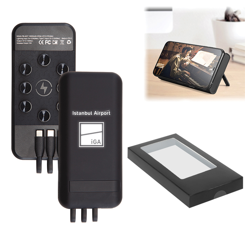 Toptan Promosyon PB-4007 Siyah 10.000 mAh Powerbank Modelleri