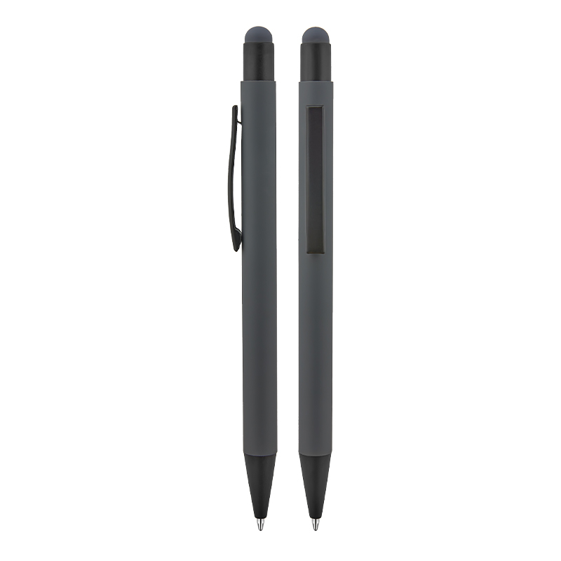 1027 Füme Metal Tükenmez Touchpen Rubber Gövde Kalem - Sadıç Promosyon