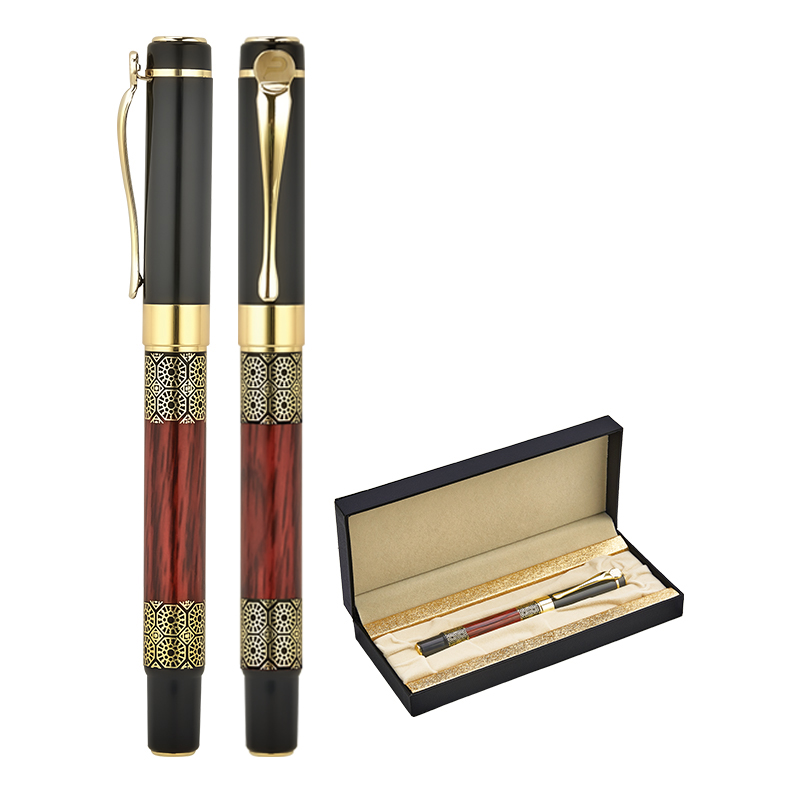 Ucuz Toptan Promosyon 1217-KR Siyah-Gold Metal Roller Kalem Seti Modeli - 2