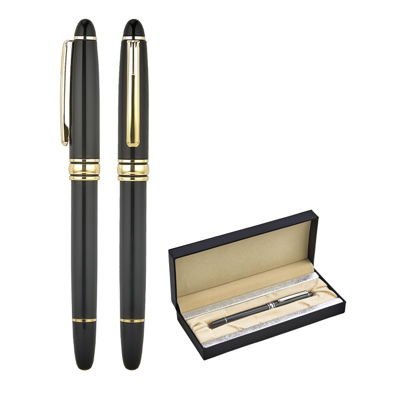 1218-KR Siyah-Gold Metal Roller Kalem Seti - Sadıç Promosyon