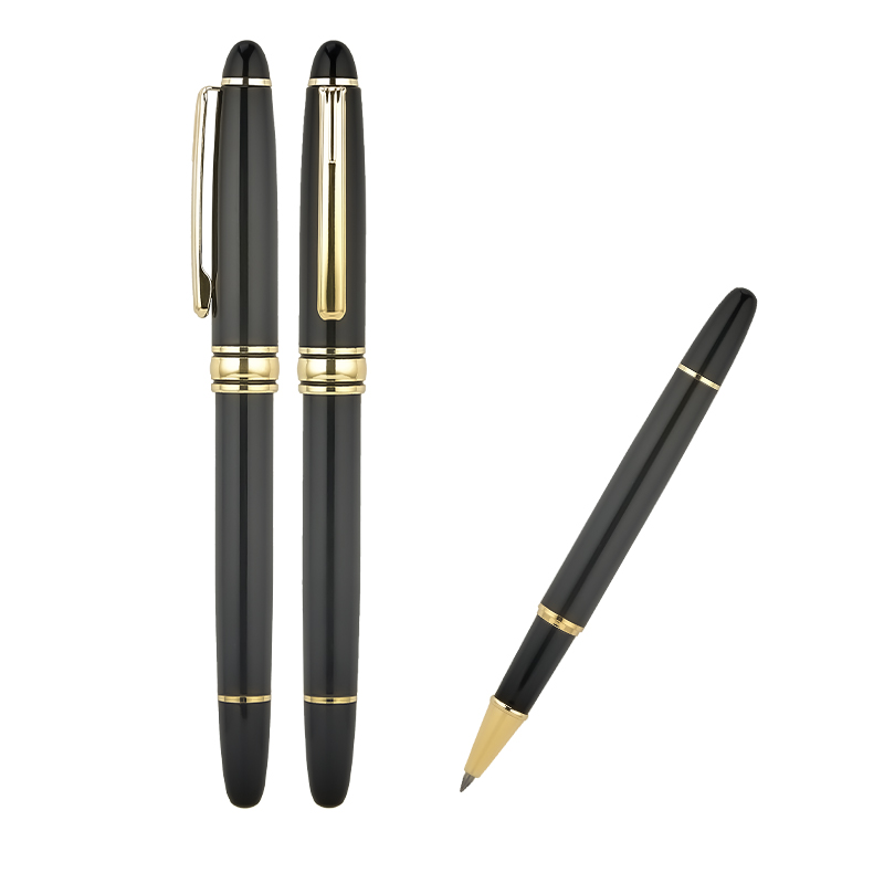 1218-R Siyah-Gold Metal Roller Kalem - Sadıç Promosyon