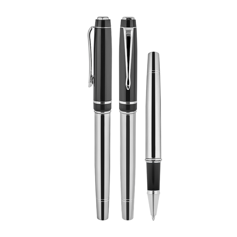 Toptan Promosyon 1219-R Silver – Siyah Metal Roller Kalem Modelleri