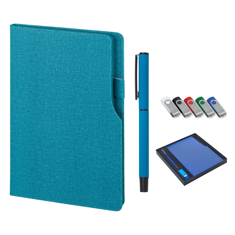 2320-K Turkuaz Defter & Kalem & Usb Set - Sadıç Promosyon