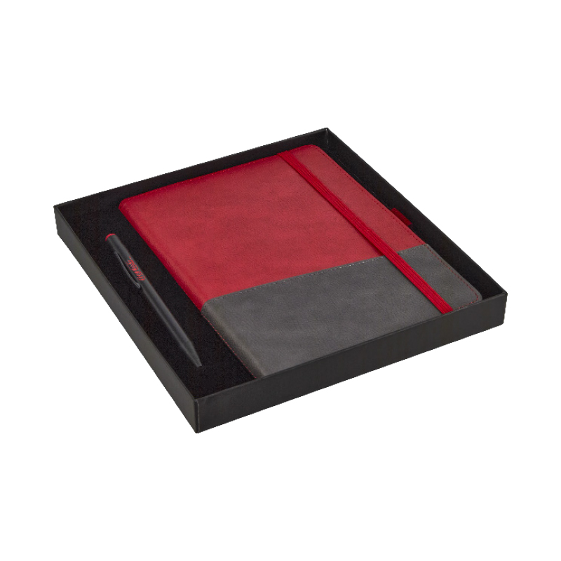 Ucuz Toptan Promosyon 2427-K Kırmızı Defter & Kalem Set Modeli - 2