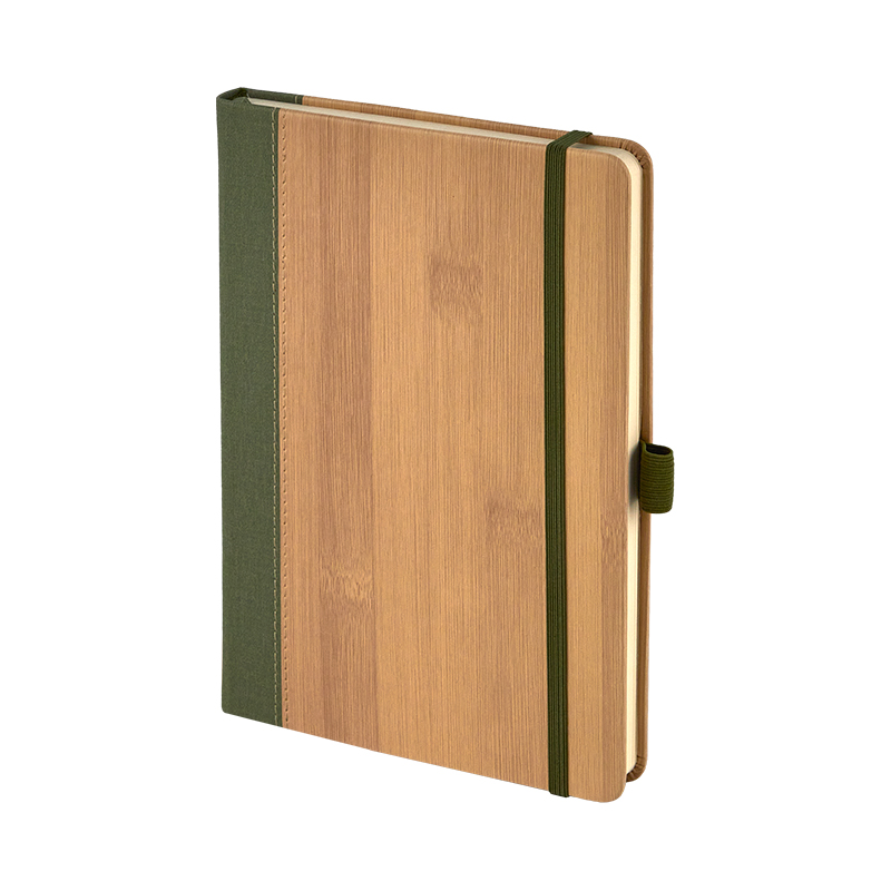 2428 Yeşil 15 x 21 Termo Deri Bambu Defter - Sadıç Promosyon