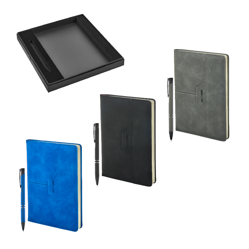 Ucuz Toptan Promosyon 2430-K Siyah Kalem & Defter Set Modeli - 2