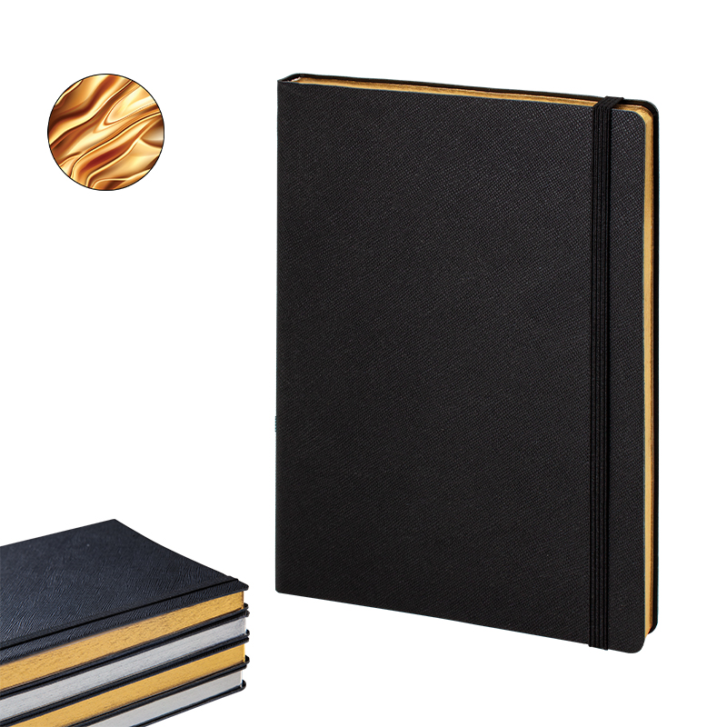 Ucuz Toptan Promosyon 2720 Siyah-Gümüş Varak 19 x 25 Termo Deri̇ Defter (Ivory Kağıt) Modeli - 3