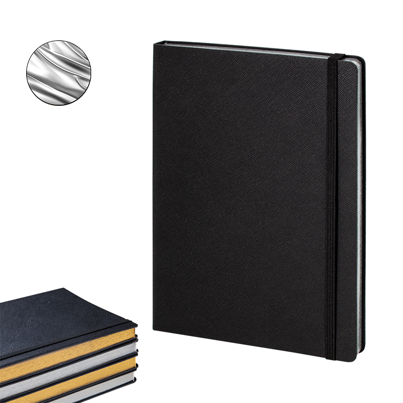 2720 Siyah-Gümüş Varak 19 x 25 Termo Deri̇ Defter (Ivory Kağıt) - Sadıç Promosyon