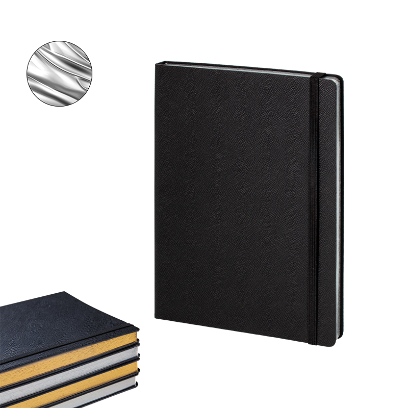 2730 Siyah-Gümüş Varak 15 x 21 Termo Deri̇ Defter (Ivory Kağıt) - Sadıç Promosyon