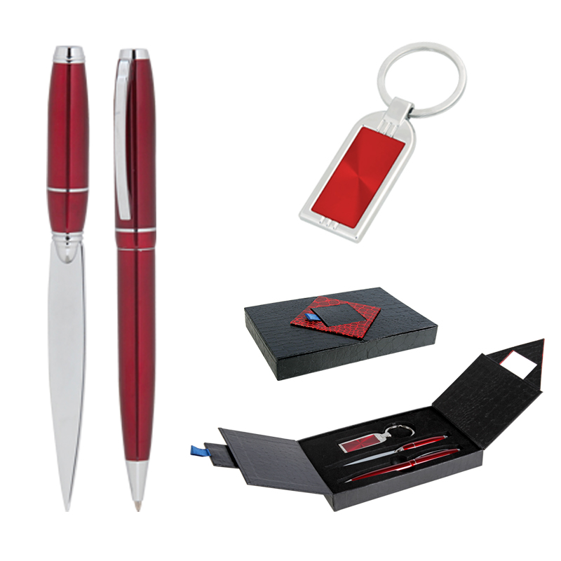 Ucuz Toptan Promosyon 310 Kırmızı Kalem & Anahtarlık & Zarf Açacağı Set Modeli - 2