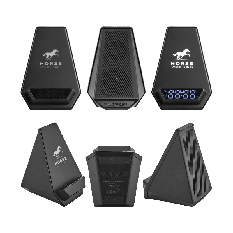 Ucuz Toptan Promosyon 4240 Siyah Wireless Şarj & Hoparlör & Dijital Saat Modeli - 6