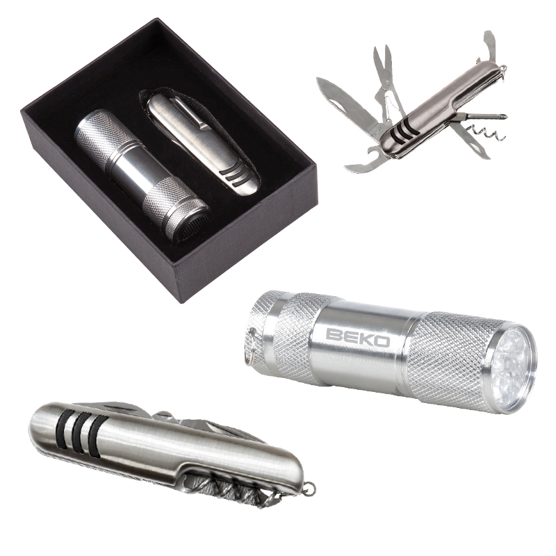 Ucuz Toptan Promosyon 5041 Silver 7 Fonksiyonlu Çakı – Led Elfenerli Set Modeli - 2