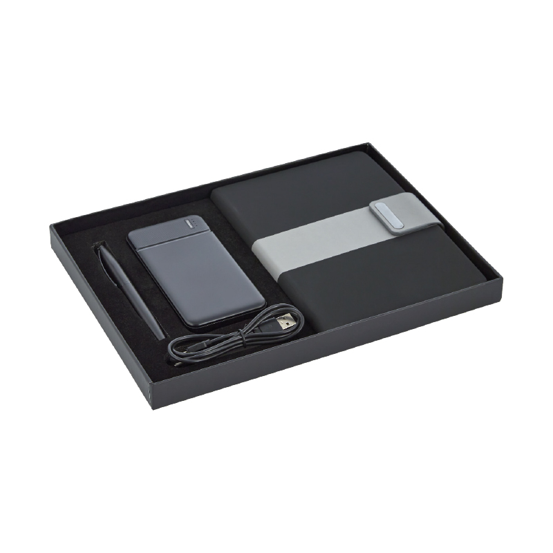 5070 Siyah Defter & Kalem & Powerbank Set - Sadıç Promosyon