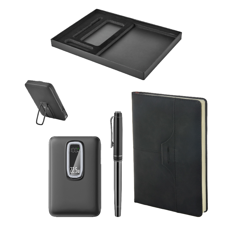 Ucuz Toptan Promosyon 5074 Siyah Kalem & Defter & Powerbank Set Modeli - 2
