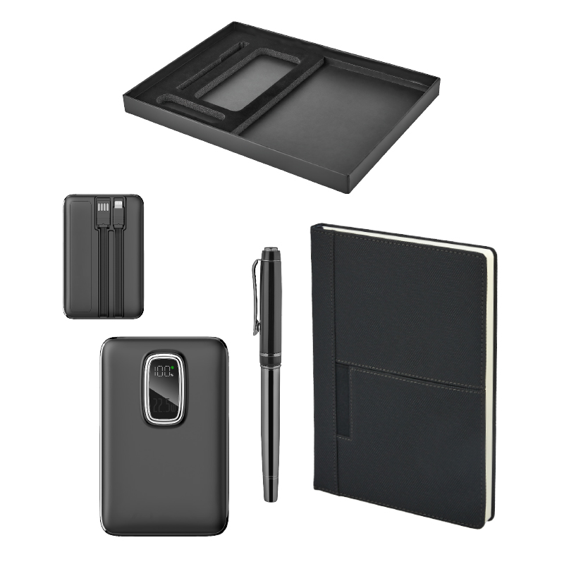 Ucuz Toptan Promosyon 5076 Siyah Kalem & Defter & Powerbank Set Modeli - 2