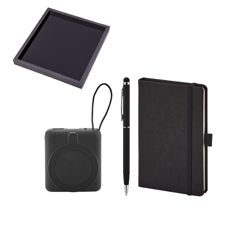 Ucuz Toptan Promosyon 5083 Siyah Kalem & Defter & Powerbank Set Modeli - 2