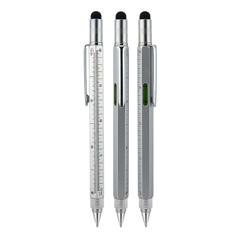 652 Silver Metal Su Terazili – Tornavidalı Touchpen Kalem - Sadıç Promosyon