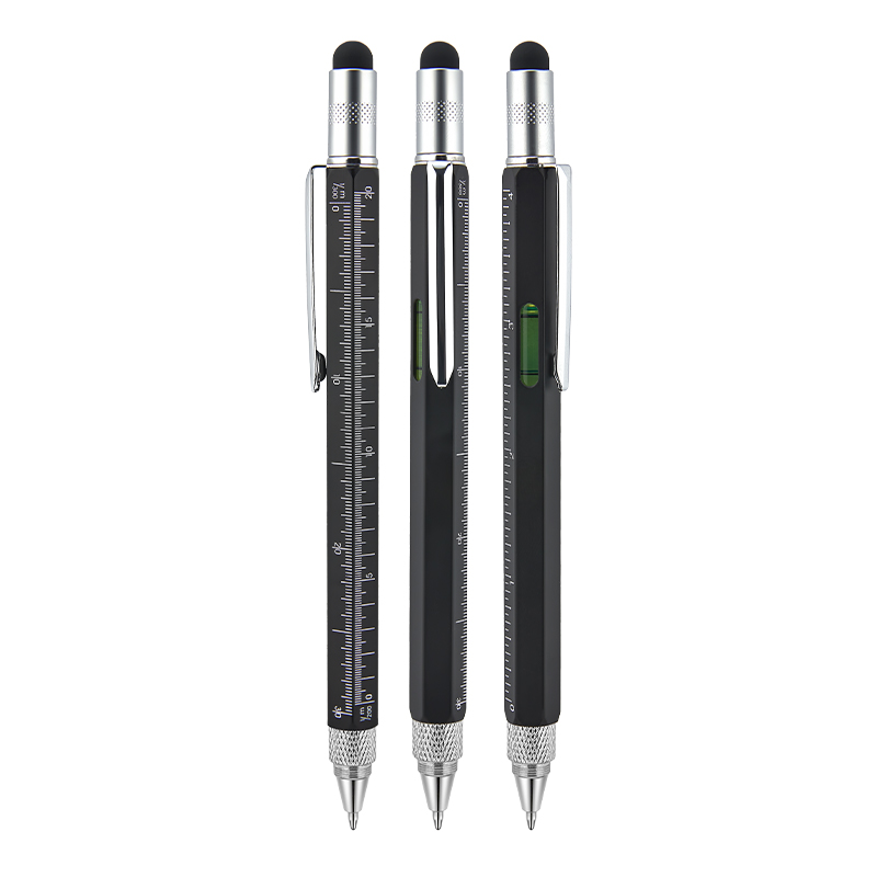 652 Siyah Metal Su Terazili – Tornavidalı Touchpen Kalem - Sadıç Promosyon