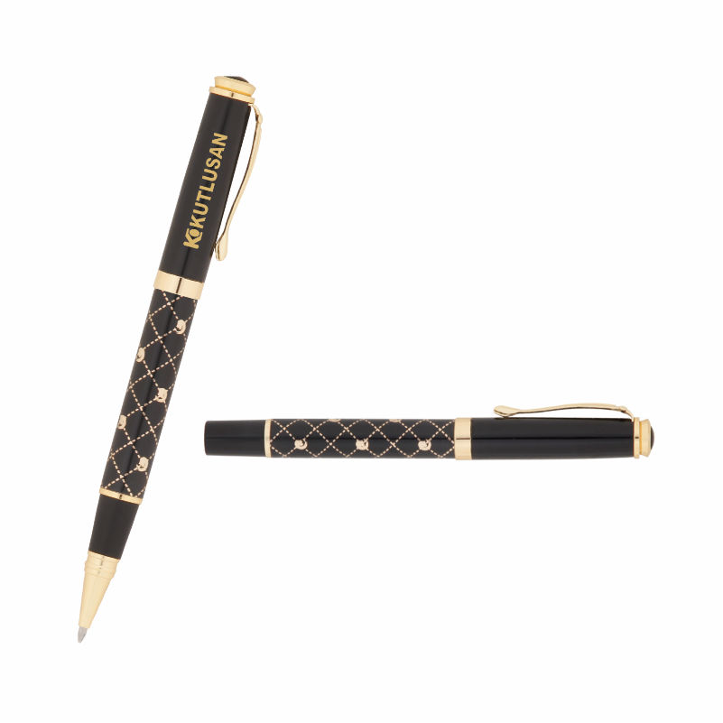 656-R Siyah-Gold Metal Roller Kalem - Sadıç Promosyon