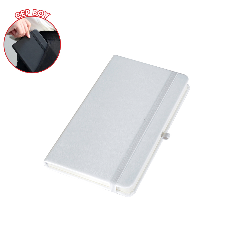 923-914 Beyaz 9 x 14 Termo Deri̇ Defter - Sadıç Promosyon