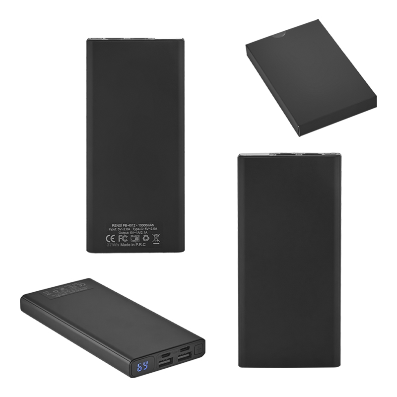 Ucuz Toptan Promosyon PB-4012 Siyah 10.000 mAh Powerbank Modeli - 3