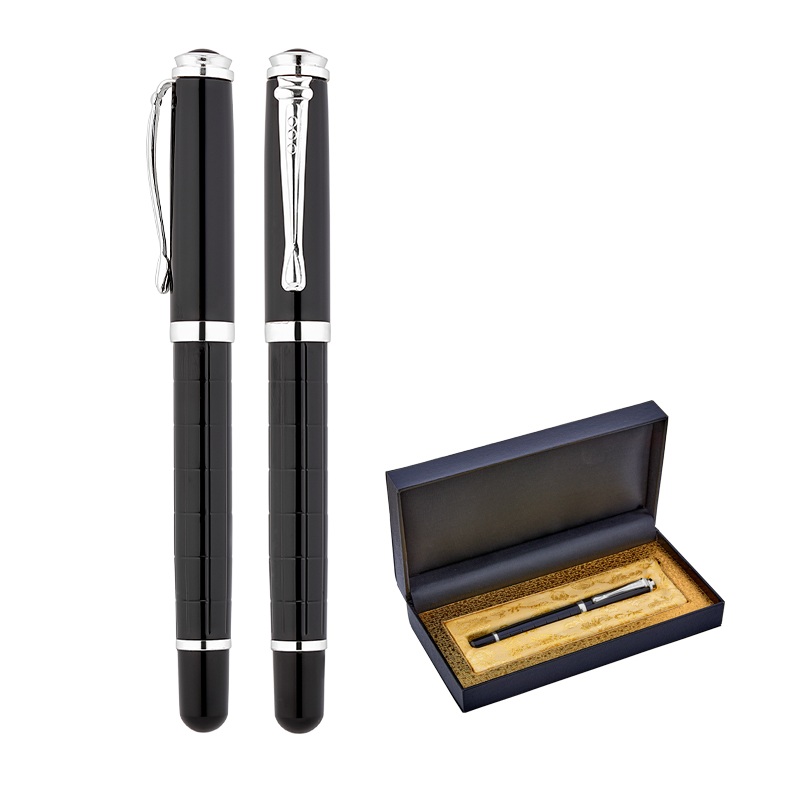 1214-KR Siyah-Silver Metal Roller Kalem Seti - Sadıç Promosyon
