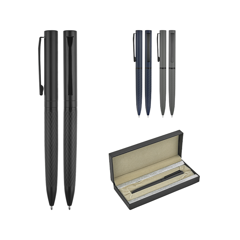Ucuz Toptan Promosyon 1251-KT Lacivert Metal Tükenmez Kalem Seti Modeli - 2