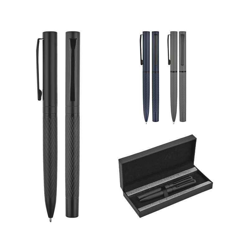 Ucuz Toptan Promosyon 1251-RT Füme Metal Roller & Tükenmez Kalem Seti Modeli - 2