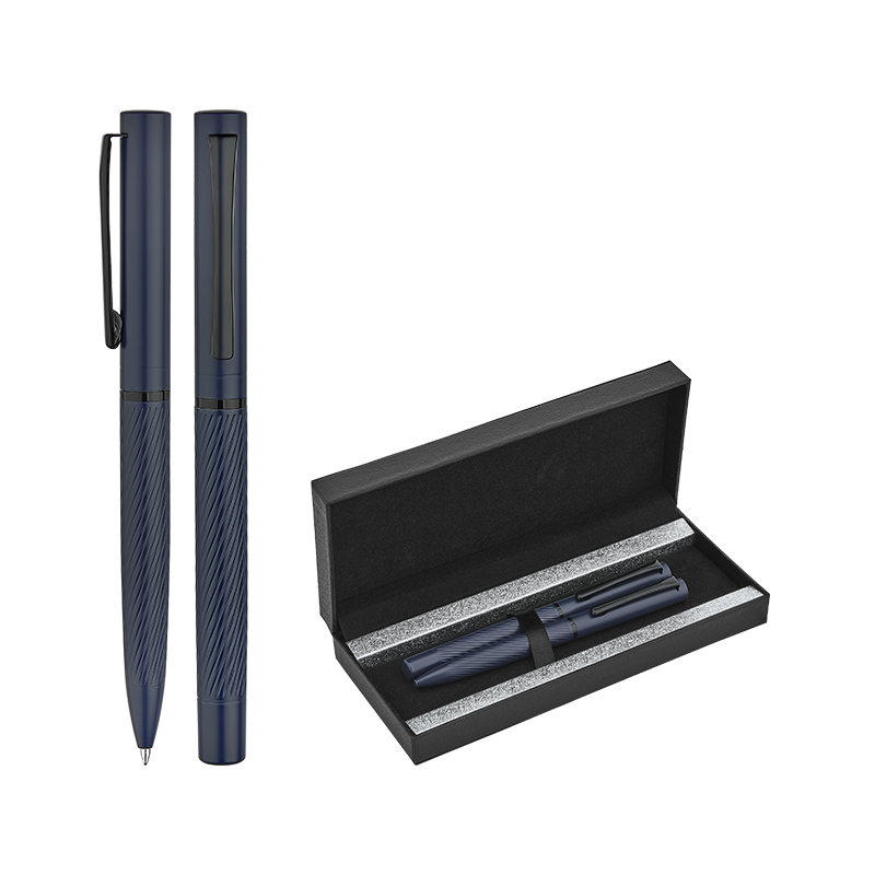 1251-RT Lacivert Metal Roller & Tükenmez Kalem Seti - Sadıç Promosyon